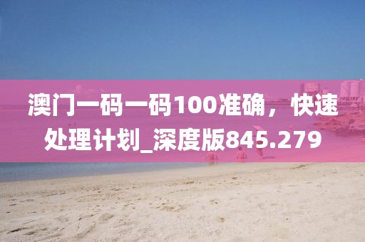 澳门一码一码100准确，快速处理计划_深度版845.279