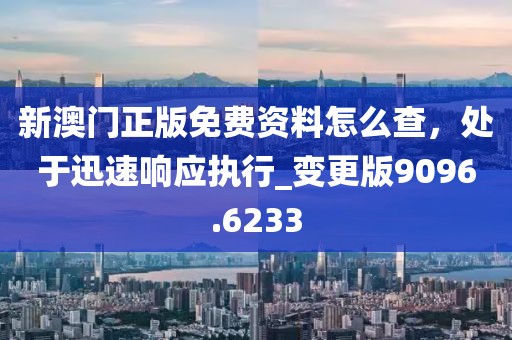 新澳门正版免费资料怎么查，处于迅速响应执行_变更版9096.6233