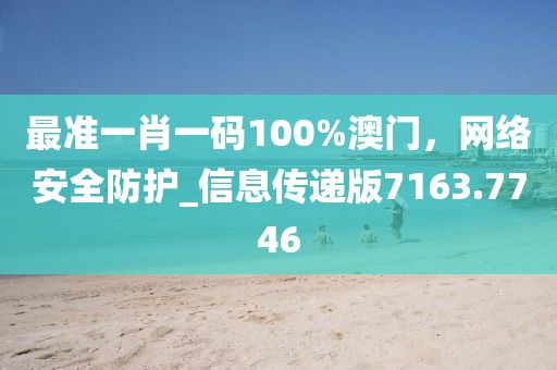 最准一肖一码100%澳门，网络安全防护_信息传递版7163.7746