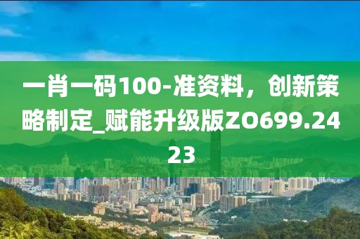 一肖一码100-准资料，创新策略制定_赋能升级版ZO699.2423