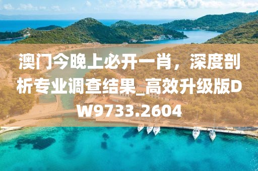 澳门今晚上必开一肖，深度剖析专业调查结果_高效升级版DW9733.2604