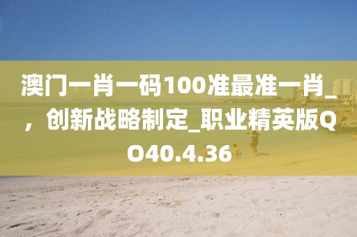 澳门一肖一码100准最准一肖_，创新战略制定_职业精英版QO40.4.36