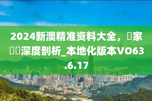 2024新澳精准资料大全，專家觀點深度剖析_本地化版本VO63.6.17