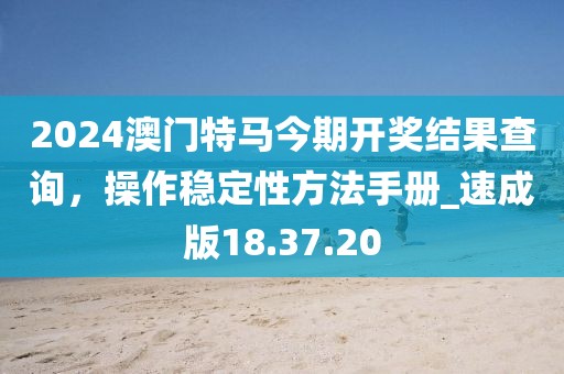 2024澳门特马今期开奖结果查询，操作稳定性方法手册_速成版18.37.20